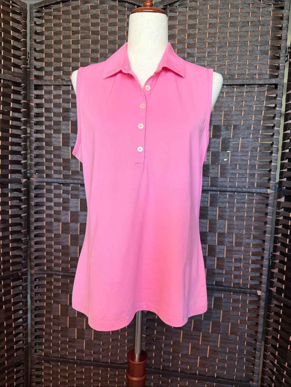 Greg Norman Collection Sleeveless Polo Tank in Bright Pink